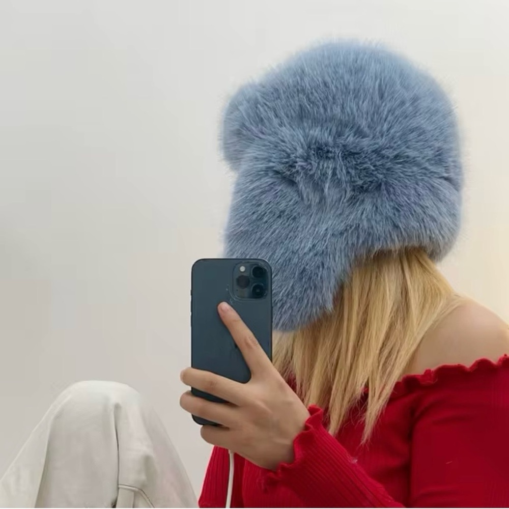Super soft trapper hat. Vegan fur.  New.  Lined